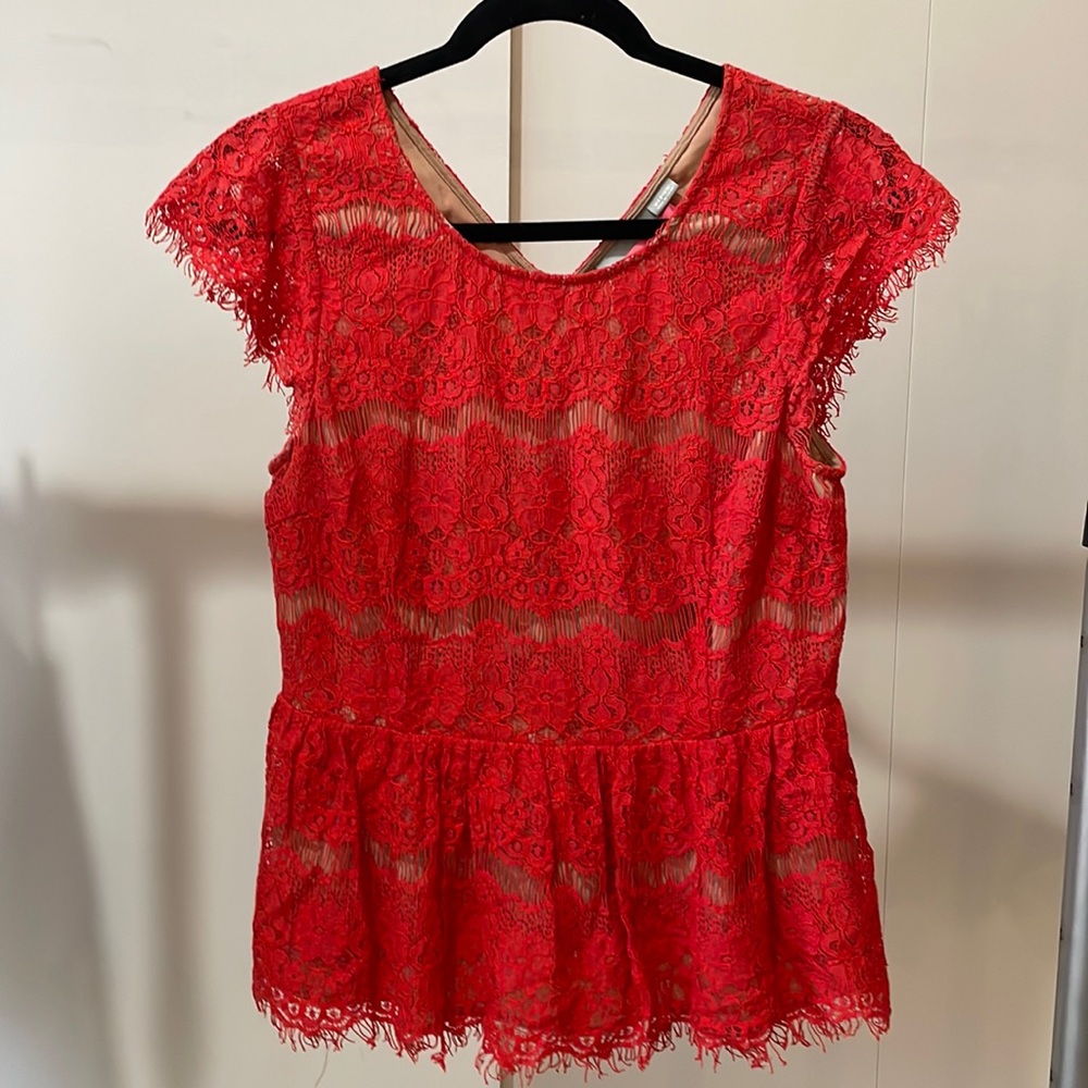 Anthropologie peplum lace blouse
